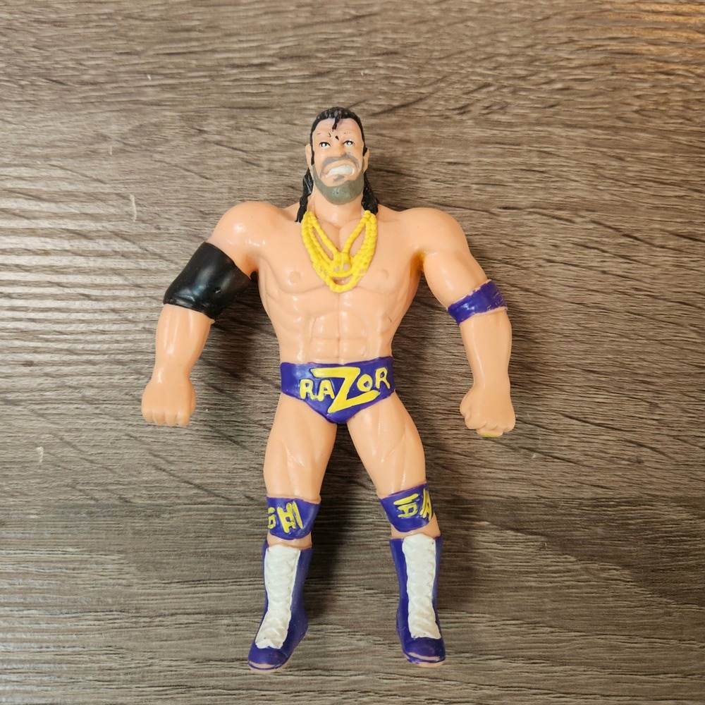 Vintage 1994 WWF Razor Ramon Bend-Ems Action Figure Just Toys Scott Hall Purple